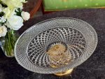Antique cut crystal fruit bowl on gilded bronze fish base (6733) - Image 8