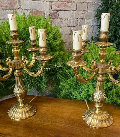 Bronzebordslamper, Meget, Meget Tunge, 2 Stk. (3358)