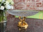 Antique cut crystal fruit bowl on gilded bronze fish base (6733) - Image 3
