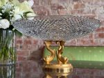 antique crystal fruit bowl bronze dolphin stand