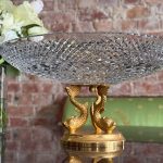 antique crystal fruit bowl bronze dolphin stand