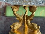 Antique cut crystal fruit bowl on gilded bronze fish base (6733) - Image 5