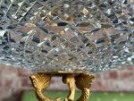 Antique cut crystal fruit bowl on gilded bronze fish base (6733) - Image 13