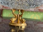 Antique cut crystal fruit bowl on gilded bronze fish base (6733) - Image 4