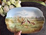 antique french porcelain limoges game serving platter birds