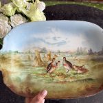 antique french porcelain limoges game serving platter birds