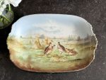 Antīks franču Limoges porcelāna ovālas formas servējamais trauks ar irbju gleznojumu (6757) - Image 3