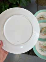 Grezna antīka porcelāna zivju servīze ar tirkīza apmali — historisma stilā - antique french fish service porcelain plates set (4074) - Image 16