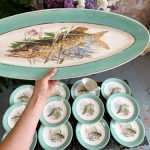 antique french fish service porcelain plates set