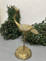 Trana med upphöjd hals — Mässing eller bronsfigur, asiatisk djurkonst, Japan eller Kina, ca 1950–1980. Trana, medelstor, medeltung (4418) - Bild 4