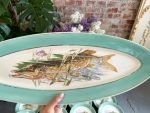 Grezna antīka porcelāna zivju servīze ar tirkīza apmali — historisma stilā - antique french fish service porcelain plates set (4074) - Image 8