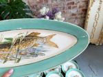 Grezna antīka porcelāna zivju servīze ar tirkīza apmali — historisma stilā - antique french fish service porcelain plates set (4074) - Image 9