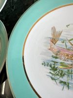 Grezna antīka porcelāna zivju servīze ar tirkīza apmali — historisma stilā - antique french fish service porcelain plates set (4074) - Image 13