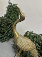Trana med upphöjd hals — Mässing eller bronsfigur, asiatisk djurkonst, Japan eller Kina, ca 1950–1980. Trana, medelstor, medeltung (4418) - Bild 13