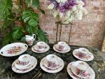 Antīka porcelāna tējas un kafijas servīze 6 personām ar atraitnīšu dekoru (Antique Porcelain Pansy Tea & Coffee Service for 6 Persons) (4075) - Image 2