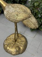 Trana med upphöjd hals — Mässing eller bronsfigur, asiatisk djurkonst, Japan eller Kina, ca 1950–1980. Trana, medelstor, medeltung (4418) - Bild 10