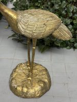 Trana med upphöjd hals — Mässing eller bronsfigur, asiatisk djurkonst, Japan eller Kina, ca 1950–1980. Trana, medelstor, medeltung (4418) - Bild 9