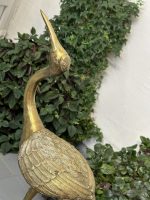 Trana med upphöjd hals — Mässing eller bronsfigur, asiatisk djurkonst, Japan eller Kina, ca 1950–1980. Trana, medelstor, medeltung (4418) - Bild 6