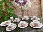 Antīka porcelāna tējas un kafijas servīze 6 personām ar atraitnīšu dekoru (Antique Porcelain Pansy Tea & Coffee Service for 6 Persons) (4075) - Image 3