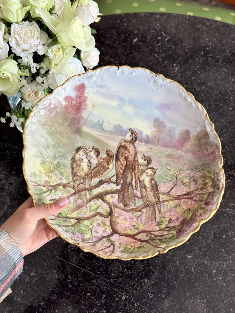 IMG_9801 antique french porcelain limoges bird plate songbirds