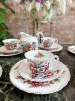 Antīka porcelāna tējas un kafijas servīze 6 personām ar atraitnīšu dekoru (Antique Porcelain Pansy Tea & Coffee Service for 6 Persons) (4075) - Image 7