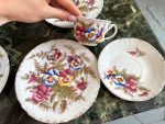 Antīka porcelāna tējas un kafijas servīze 6 personām ar atraitnīšu dekoru (Antique Porcelain Pansy Tea & Coffee Service for 6 Persons) (4075) - Image 9