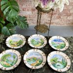 antique hand painted landscape plates