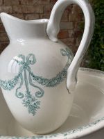 Antīks franču fajansa vannasistabas komplekts: krūze un bļoda — antique ceramic wash basin — 19. gs. beigas (2230) - Image 6