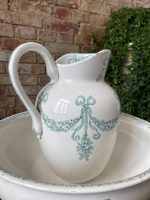 Antīks franču fajansa vannasistabas komplekts: krūze un bļoda — antique ceramic wash basin — 19. gs. beigas (2230) - Image 4