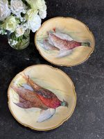Antikke franske Limoges porcelænsfade med jagtfugle (6709)