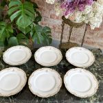 Porcelāna Šķīvji "Limoge" ar Iniciāļiem, Zelta Krāsas Detalizāciju, 6gab (4077)