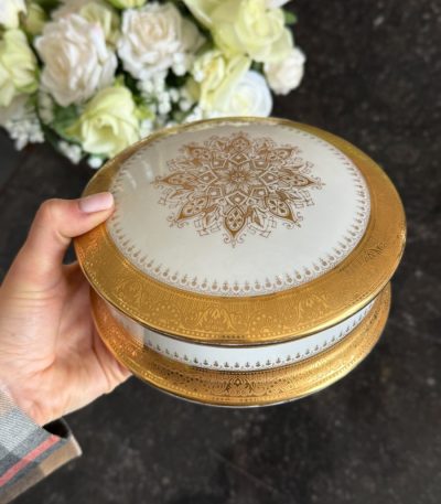 Limoges porcelænsæske med guldmandala – Fransk porcelæn, 20. århundrede (6707)