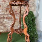 antique wooden plant stand marble top flower table