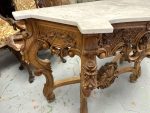 Monumentāla Koka Konsole ar Balto Marmora Virsmu un Rocaille Grebumu — Louis XV / Baroque, Francija, ap 1720.–1780. (4478) - Image 17