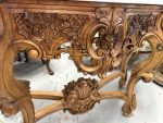 Monumentāla Koka Konsole ar Balto Marmora Virsmu un Rocaille Grebumu — Louis XV / Baroque, Francija, ap 1720.–1780. (4478) - Image 14