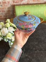 Antique French Limoges Porcelain Sugar Bowl with Floral Painting and Gilding (6716) - Image 3