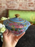 Antique French Limoges Porcelain Sugar Bowl with Floral Painting and Gilding (6716) - Image 4