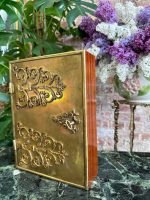 Antique brass cabinet small wall cabinet with Renaissance scrollwork mounts and wood case