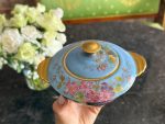 Antique French Limoges Porcelain Sugar Bowl with Floral Painting and Gilding (6716) - Image 5