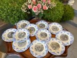 antique french hunting scene plates