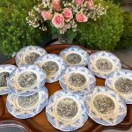 antique french hunting scene plates