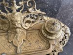Krāšņa vidēji liela izmēra antīka misiņa tintnīca ar maskonu — historisma stilā (6717) - Bild 11