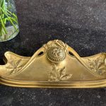 Jugendstil bronze brevbakke med kastanjeløv, Frankrig, ca. 1900